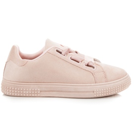 Suede sneakers bundet med et bånd lyserød
