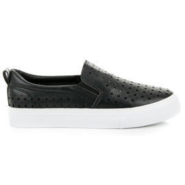 Sorte gennembrudte slipons