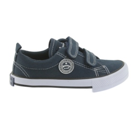 American Club marineblå sneakers med to velcro hvid marine blå