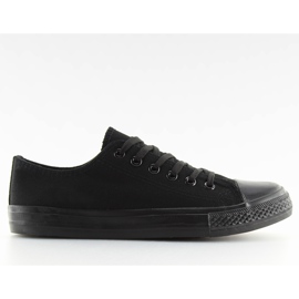 Sorte sorte ensfarvede sneakers til kvinder