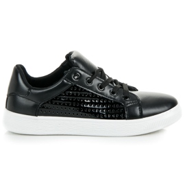 Sorte sneakers med snøre