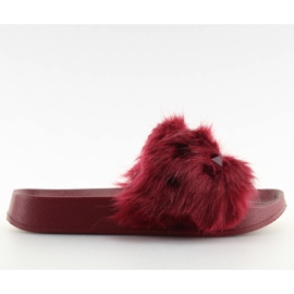 S37 W.RED bordeaux hjemmesko med pels rød