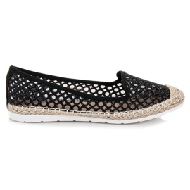 Vinceza Gennembrudte Ballerina Espadriller sort