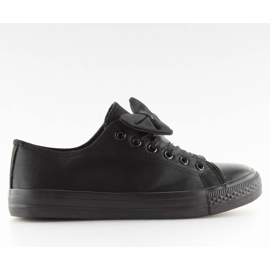 Dame satin sorte sneakers 16-509 Allblack