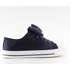 Dame marineblå satinsneakers marine blå