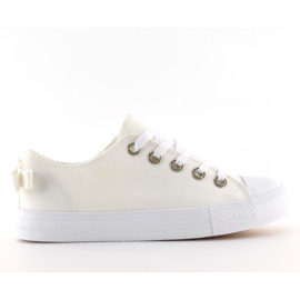 Hvide sneakers til kvinder med sløjfe 8935 Hvid