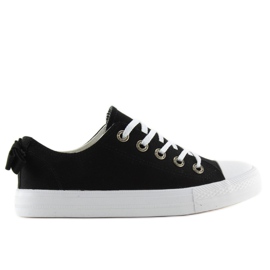 Sorte damesneakers med sløjfe 8935 Sort