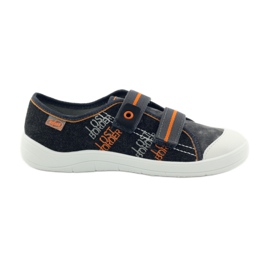 Hjemmesko sneakers drengeroer Befado grå orange sort