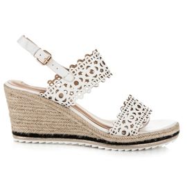 Kylie Gennembrudte espadriller på kiler hvid