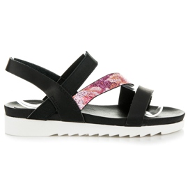Vinceza Sorte sandaler med viskelæder