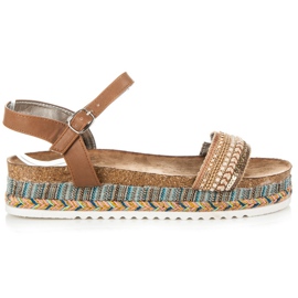 Kylie Flade sandaler med mønster brun