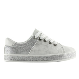 Hvide blanke damesneakers BL125 Hvide grå