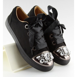 Sorte sneakers med sten 6192 Sort