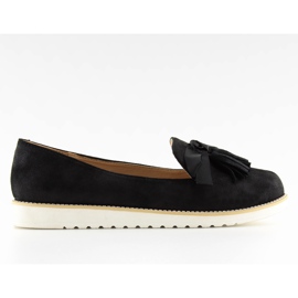Sort Dame loafers med frynser 7214 Sort