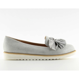 Grå og grå dame loafers med frynser