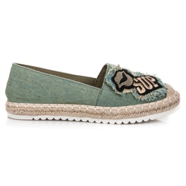 Espadriller med lapper grøn