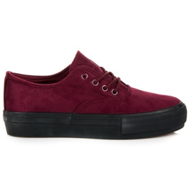 L&H Burgundy sneakers på platformen rød
