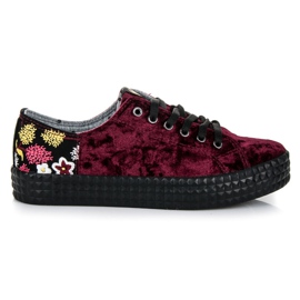 Kylie Bourgogne sneakers i velour flerfarvet rød