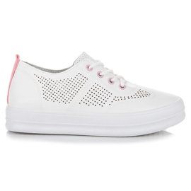 Bundne gennembrudte sneakers hvid