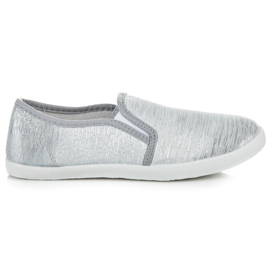 Slip på sneakers med sølvtråd grå