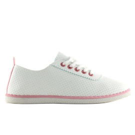 Hvide damesneakers L-6 Pink