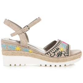Kylie Broderede espadrillesandaler brun