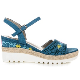 Kylie Broderede espadrillesandaler blå