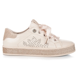 Glitter sneakers med et bånd brun