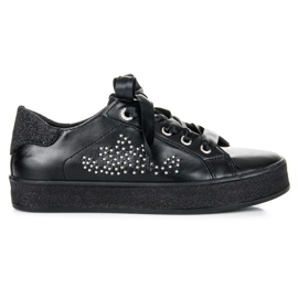 Glitter sneakers med et bånd sort