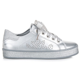 Glitter sneakers med et bånd grå