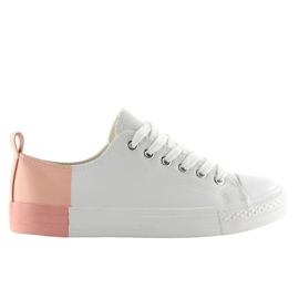 Tofarvede hvide sneakers BK378 Hvid / Bare Pink
