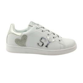 American Club American heart sneakers med læder indersål hvid grå
