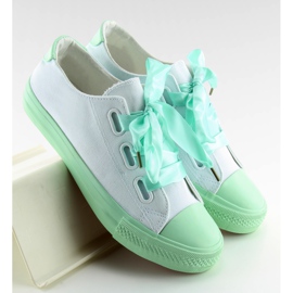 DC11 WHITE / GREEN hvide og mint sneakers med bånd grøn