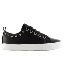Sorte BL122p Sorte sneakers med cubic zirconia