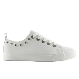 Hvide sneakers med cubic zirconia BL122p Hvid