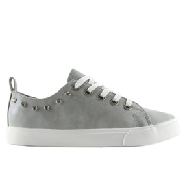 Grå BL122p Grå sneakers med cubic zirconia