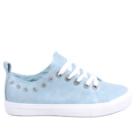 Blå BL122p Blå sneakers med cubic zirconia