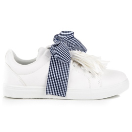 Bundne sneakers med sløjfe hvid