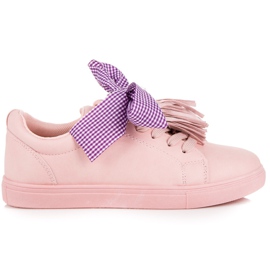 Bundne sneakers med frynser lyserød