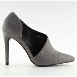 Asymmetriske grå pumps på en grå ZY098 Grå hæl