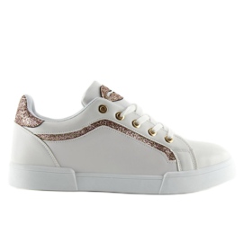 Hvide og lyserøde sneakers til kvinder BM1972 WHITE / CHAMPAGNE