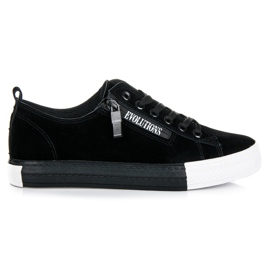 Suede sneakers på platformen sort