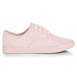 Openwork sneakers i ruskind lyserød