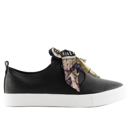 Sorte XL09P Sorte sneakers bundet med et bånd