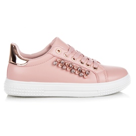 Pink sneakers med perler lyserød