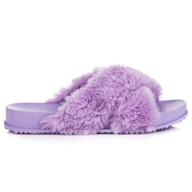 Stilfulde pels hjemmesko violet