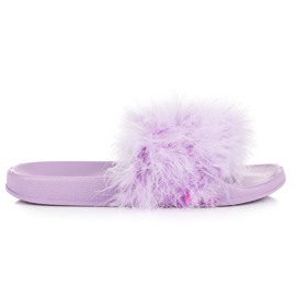 Hjemmesko med pels violet
