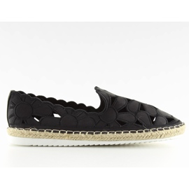 Sorte gennembrudte espadriller til kvinder LT86 sort