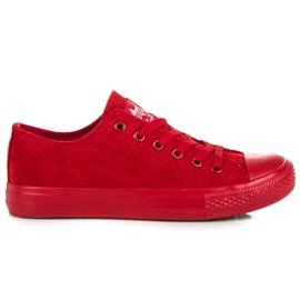 Røde ruskindssneakers
