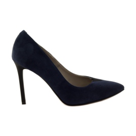 Edeo læderpumper på Szpilka 3180 Navy Blue blå